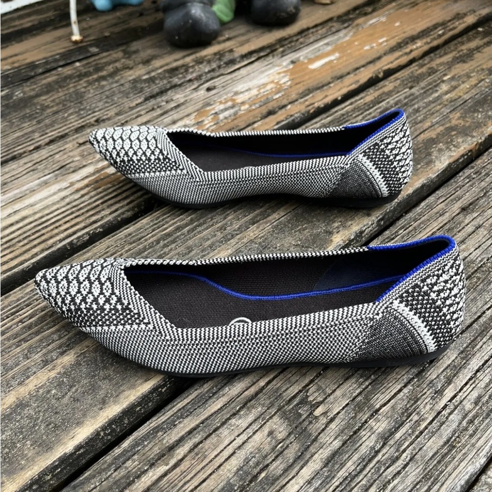 Rothys Black Python Snake Points Sz 7 Ballet Poin… - image 4